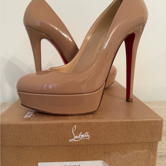 Christian Louboutin Shoes - Christian Louboutin Bianca Nude Patent Leather Heels